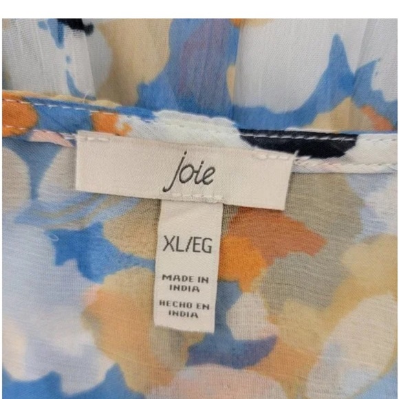 JOIE Womens XL Dress Midi Floral Fields Tiered Prairie Boho V Neck Sheer Sleeves - Picture 4 of 9